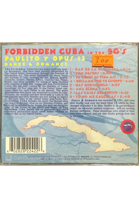 (PLAK DEĞİLDİR CD DİR) Cd Forbidden Cuba In The 90s Paulito Y Opus 13 Cd