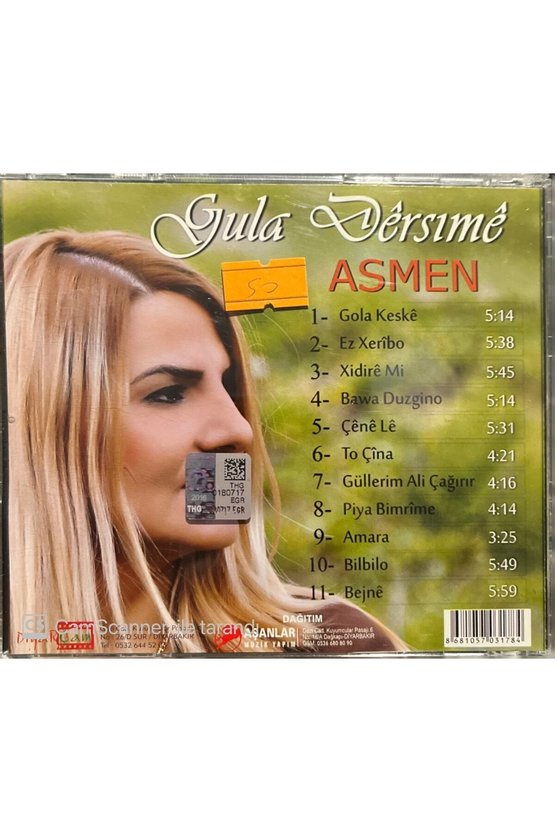 (PLAK DEĞİLDİR CD DİR) Cd Asmen Gula Dersime Kürtçe Cd