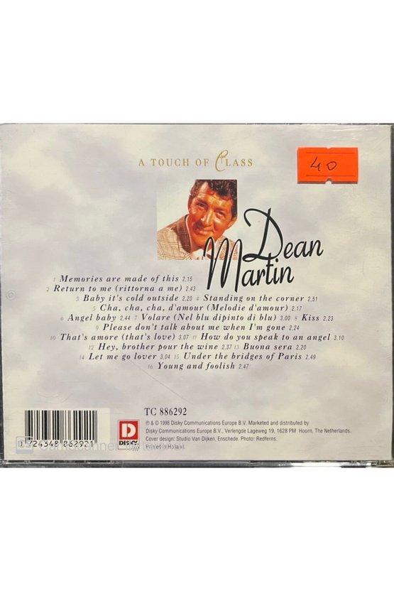 (PLAK DEĞİLDİR CD DİR) Cd Dean Martin A Touch Of Class Cd
