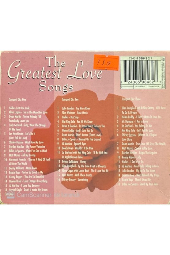 (PLAK DEĞİLDİR CD DİR) Cd The Greatest Love Songs 3 Cd Box Set