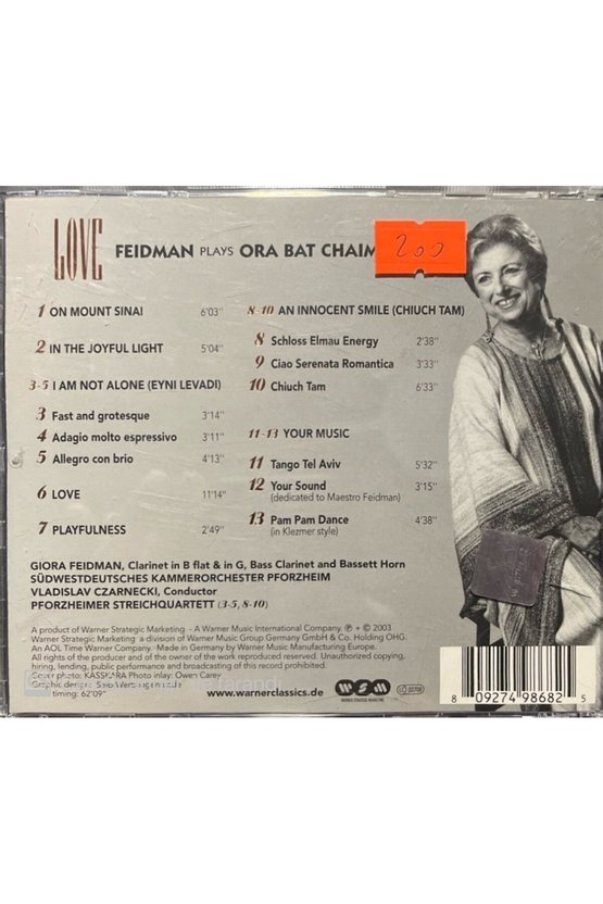 (PLAK DEĞİLDİR CD DİR) Cd Feidman Plays Ora Bat Chaim Love Cd
