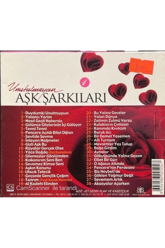 (PLAK DEĞİLDİR CD DİR) Cd Unutulmayan Aşk Şarkıları Cd