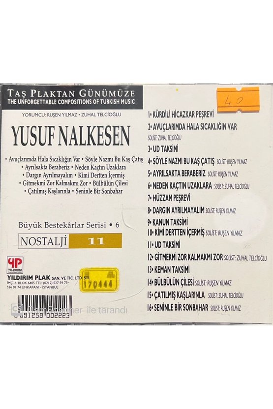 (PLAK DEĞİLDİR CD DİR) Cd Taş Plaktan Günümüze Yusuf Nalkesen Cd