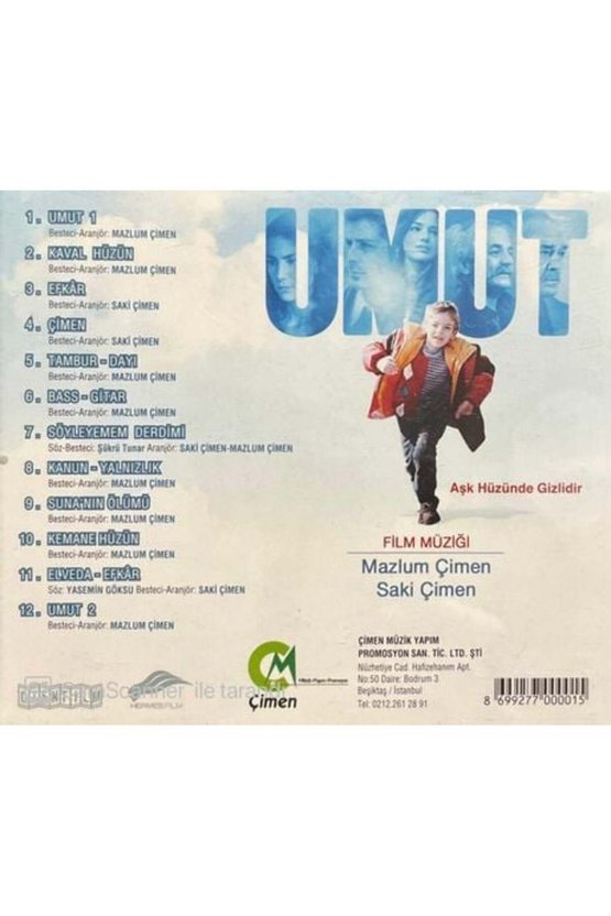 (PLAK DEĞİLDİR CD DİR) Cd Umut Film Müziği Cd