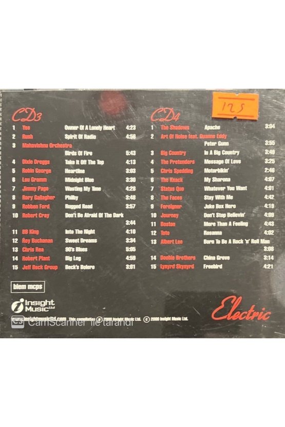(PLAK DEĞİLDİR CD DİR) Cd Electric 60 Killer Guitar Tracks Double Cd