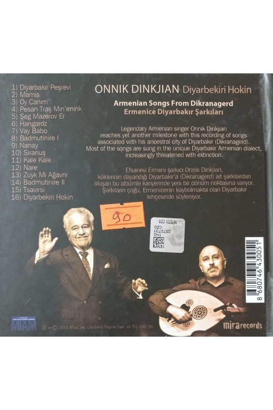 (PLAK DEĞİLDİR CD DİR) Cd Onnik Dinkjian Diyarbekiri Hokin Cd