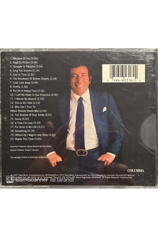 (PLAK DEĞİLDİR CD DİR) Cd Tony Bennetts All Time Greatest Hits Cd