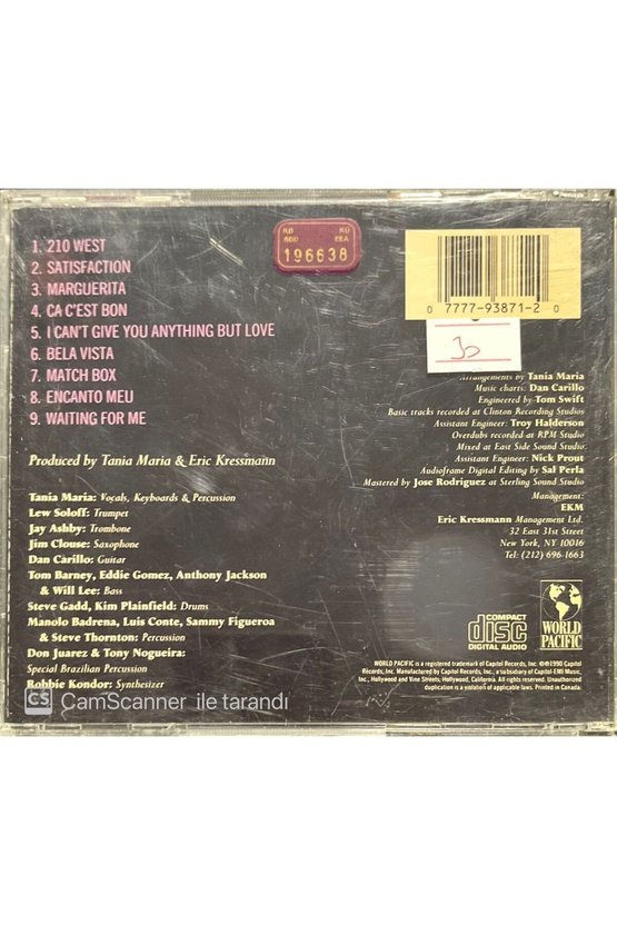 (PLAK DEĞİLDİR CD DİR) Cd Tania Maria Bella Vista Cd