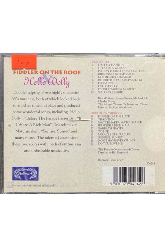 (PLAK DEĞİLDİR CD DİR) Cd Fiddler On The Roof Hello Dolly Cd