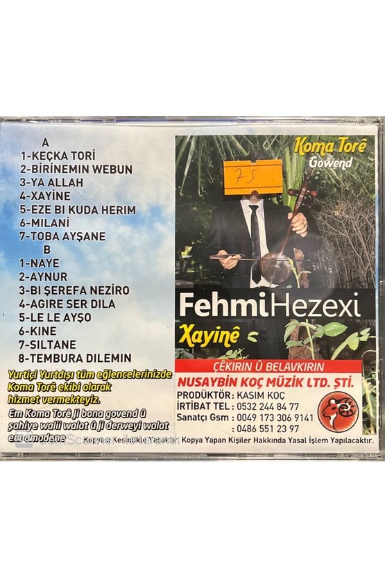 (PLAK DEĞİLDİR CD DİR) Cd Fehmi Hezexi Zayine Kürtçe Cd