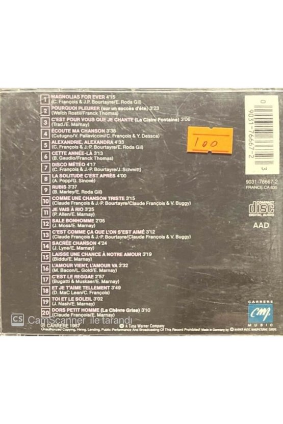 (PLAK DEĞİLDİR CD DİR) Cd Claude François 10 Ans Deja Cd