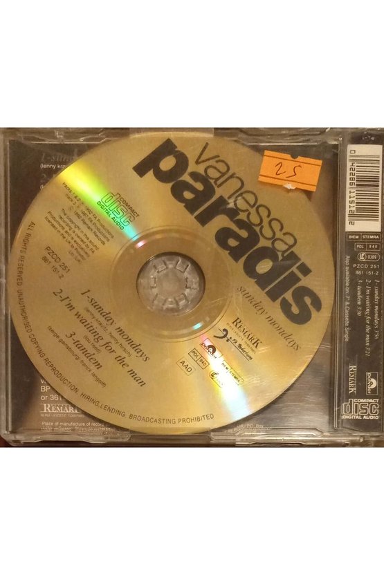 (PLAK DEĞİLDİR CD DİR) Cd Paradis Vanessa Sunday Mondays Cd
