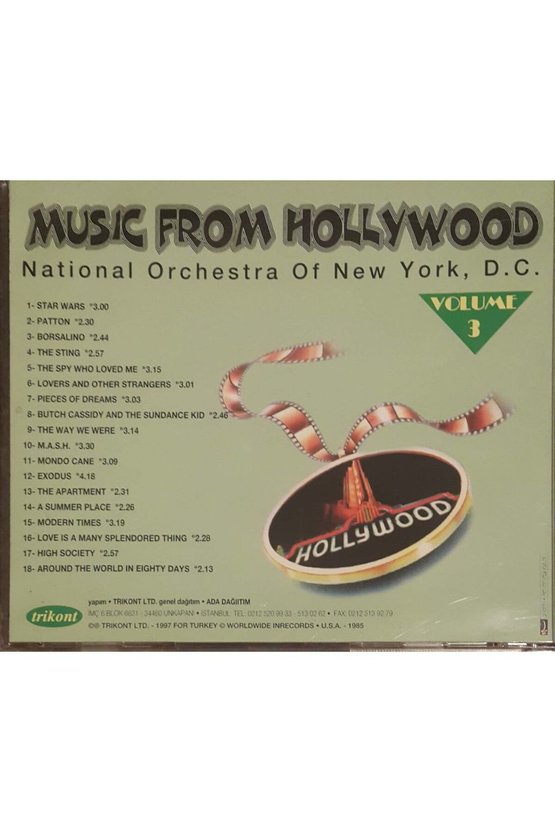 (PLAK DEĞİLDİR CD DİR) Cd Music From Hollywood Natinal Orchestra Of New York, D.c. Volume 3 Cd