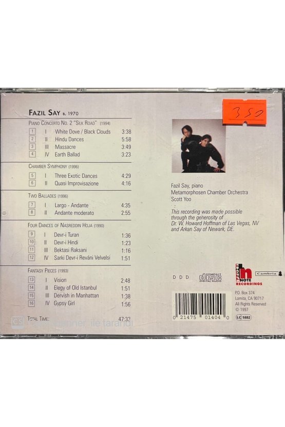 (PLAK DEĞİLDİR CD DİR) Cd Fazıl Say Metamorphosen Chamber Orchestra Sott Yoo Cd