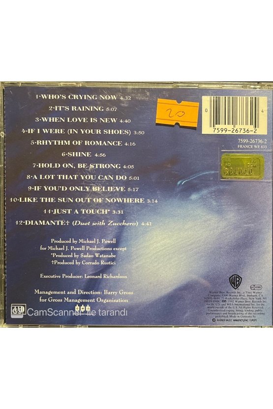 (PLAK DEĞİLDİR CD DİR) Cd Randy Crawford Trough The Eyes Of Love Cd