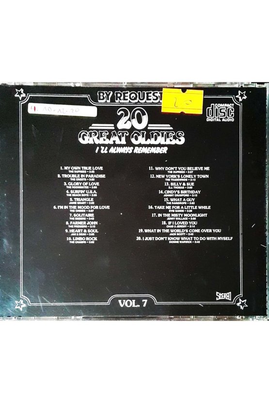 (PLAK DEĞİLDİR CD DİR) Cd 20 Great Oldies I ll Always Remember Vol 7 Cd