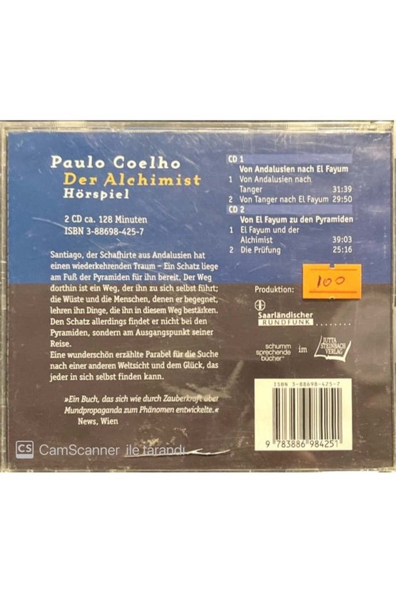 (PLAK DEĞİLDİR CD DİR) Cd Paulo Coelho Der Alchimist Hörspiel Double Cd