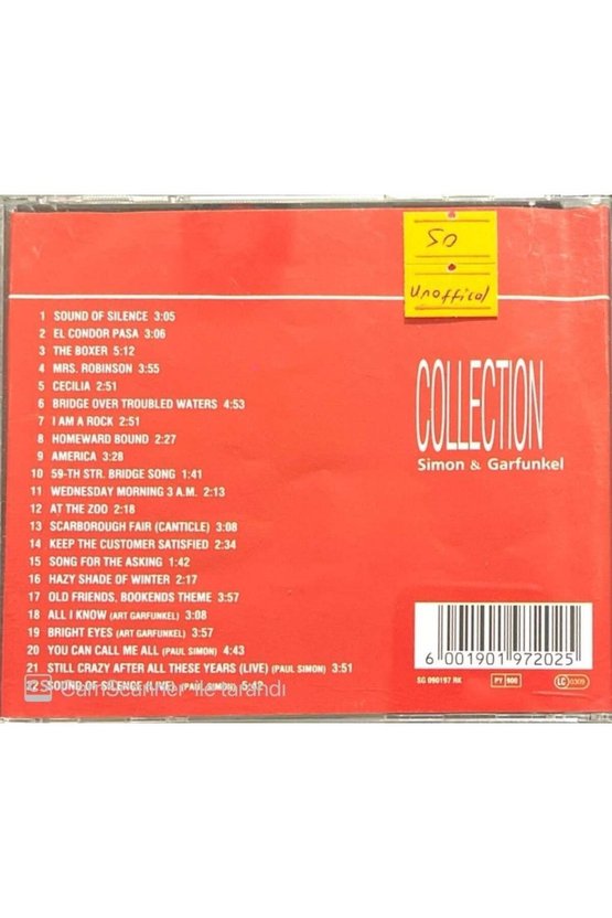 (PLAK DEĞİLDİR CD DİR) Cd Simon & Garfunkel Collection Unoffical Cd