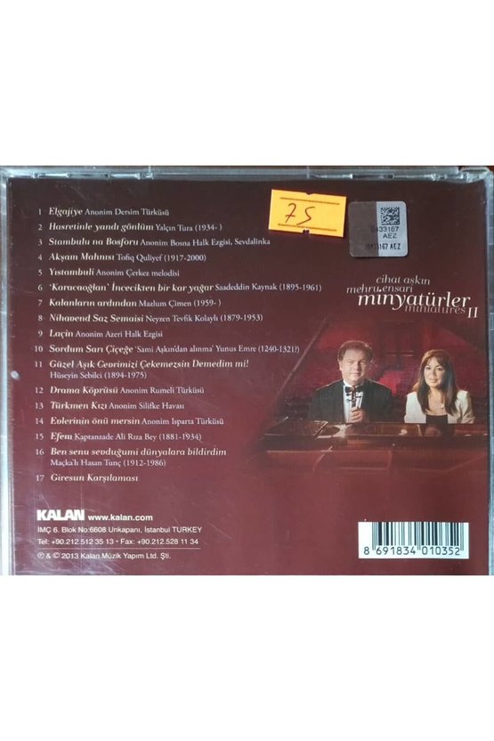 (PLAK DEĞİLDİR CD DİR) Cd Cihat Aşkın Mehru Ensari Minyatürler Iı Cd