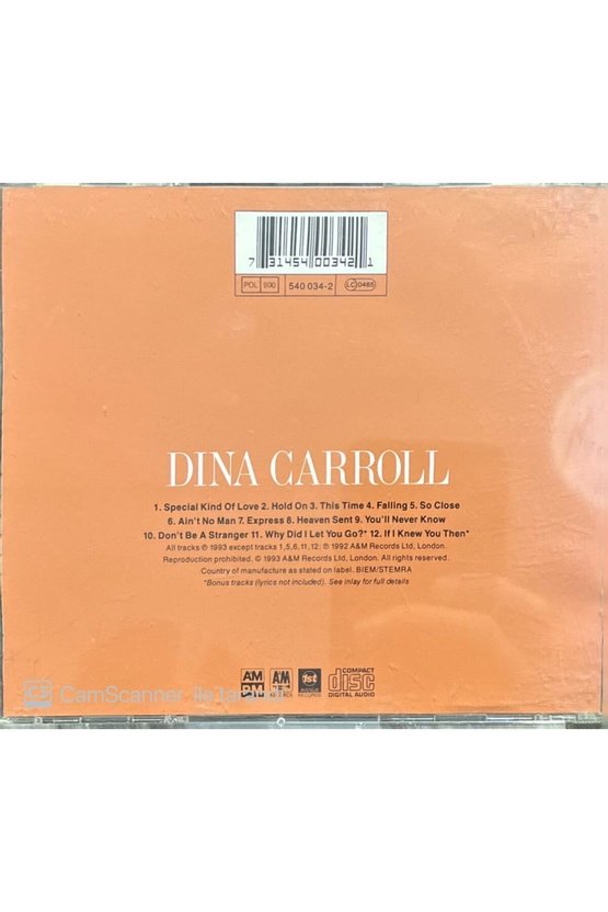 (PLAK DEĞİLDİR CD DİR) Cd Dina Carroll So Close Cd