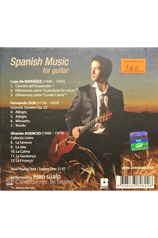 (PLAK DEĞİLDİR CD DİR) Cd Eren Süalp Spanish Music For Guitar Cd