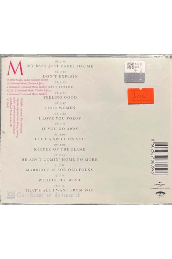 (PLAK DEĞİLDİR CD DİR) Cd Malia Balck Orchid Cd