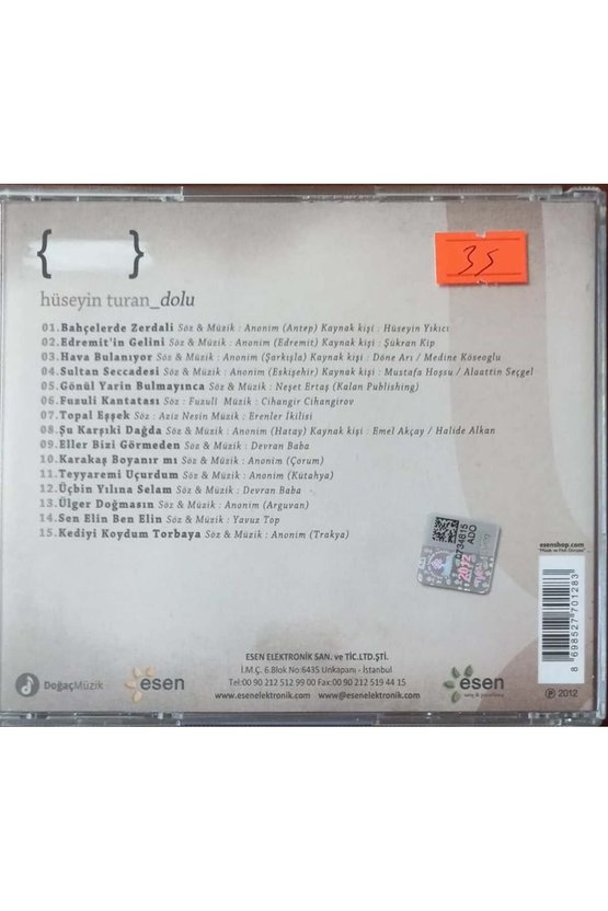 (PLAK DEĞİLDİR CD DİR) Cd Hüseyin Turan _ Dolu Cd