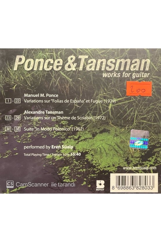 (PLAK DEĞİLDİR CD DİR) Cd Eren Süalp Ponce & Tansman Works For Guitar Cd