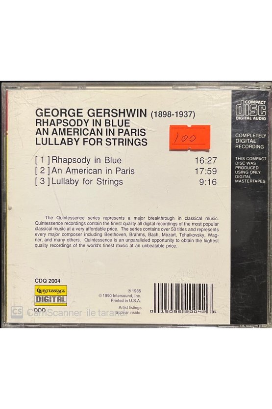 (PLAK DEĞİLDİR CD DİR) Cd Gershwin Rhapsody In Blue American In Paris Cd