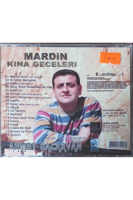 (PLAK DEĞİLDİR CD DİR) Cd Ahmet Salarvan Mardin Kına Geceleri Açılmamış Jelatininde Cd