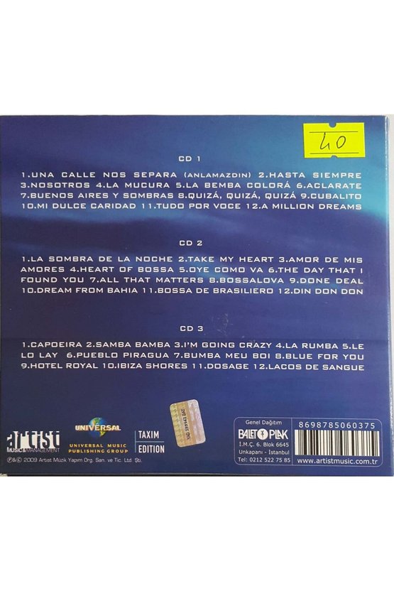 (PLAK DEĞİLDİR CD DİR) Cd Latin Lounge 36 Great Chill Tunes By The Sea Cd