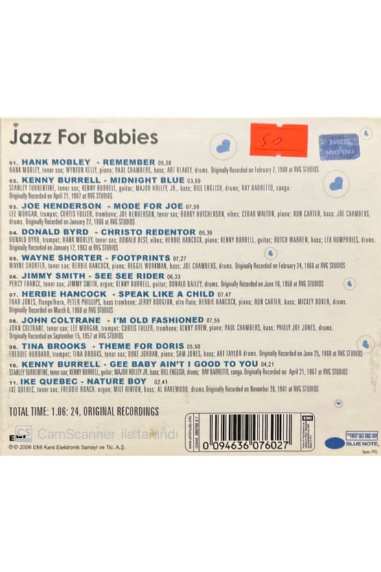 (PLAK DEĞİLDİR CD DİR) Cd Jazz For Babies Cd