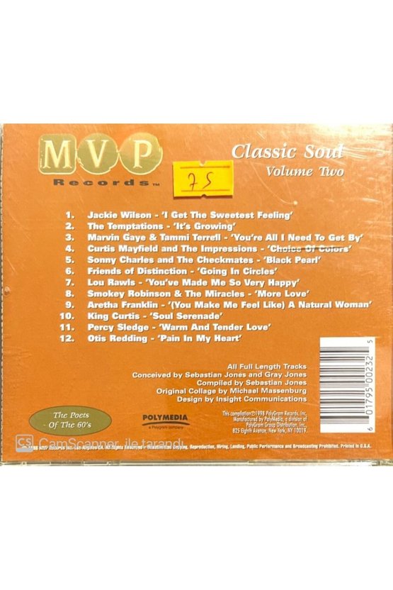 (PLAK DEĞİLDİR CD DİR) Cd Classic Soul Volume Two Cd