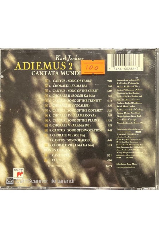 (PLAK DEĞİLDİR CD DİR) Cd Karl Jenkins Adiemuz 2 Cantata Mundi Cd