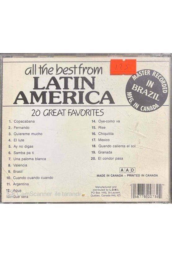 (PLAK DEĞİLDİR CD DİR) Cd All The Best Ftom Latin America Cd