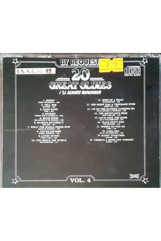 (PLAK DEĞİLDİR CD DİR) Cd 20 Great Oldies Vol 4 I ll Always Remember Cd