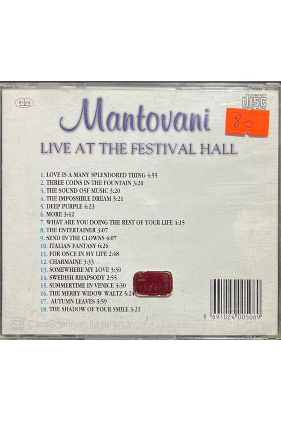 (PLAK DEĞİLDİR CD DİR) Cd Mantovani Live At The Festival Hall Cd