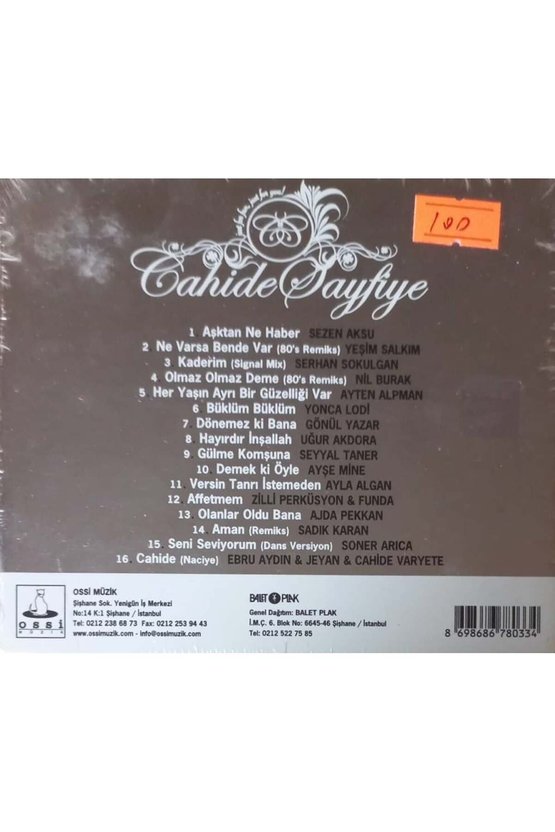 (PLAK DEĞİLDİR CD DİR) Cd Cahide Sayfiye Açılmamış Jelatininde Cd