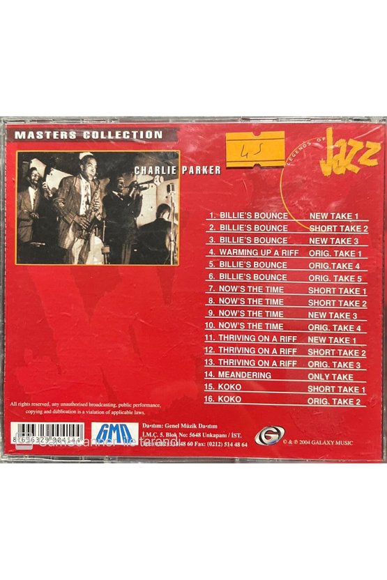 (PLAK DEĞİLDİR CD DİR) Cd Charlie Parker Legends Of Jazz Cd