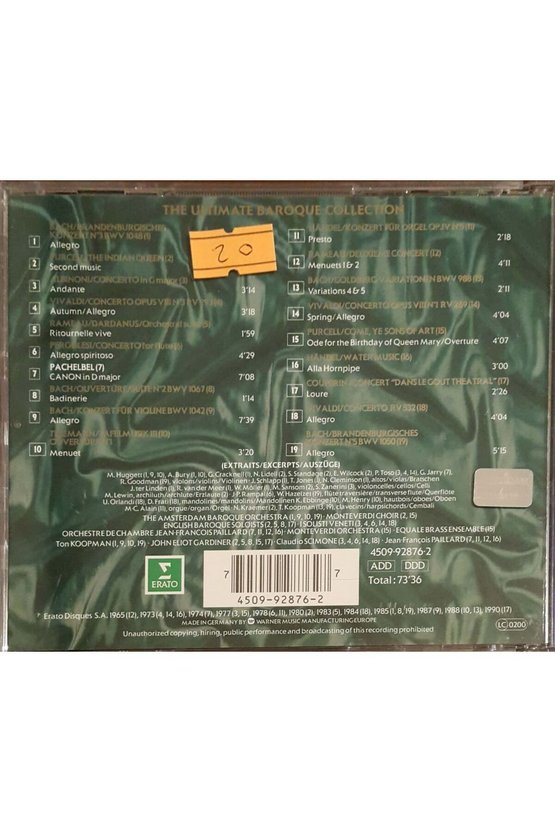 (PLAK DEĞİLDİR CD DİR) Cd The Ultimate Baroque Colletion Cd