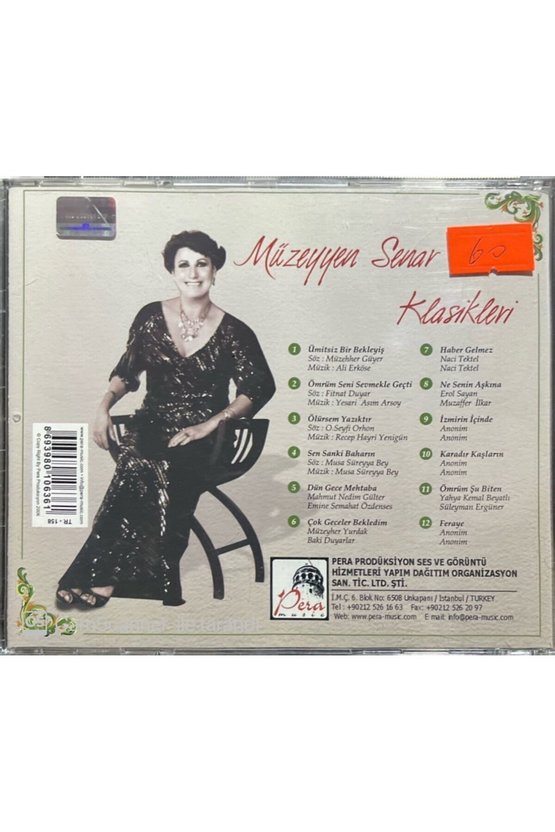 (PLAK DEĞİLDİR CD DİR) Cd Müzeyyen Senar Klasikleri Cd