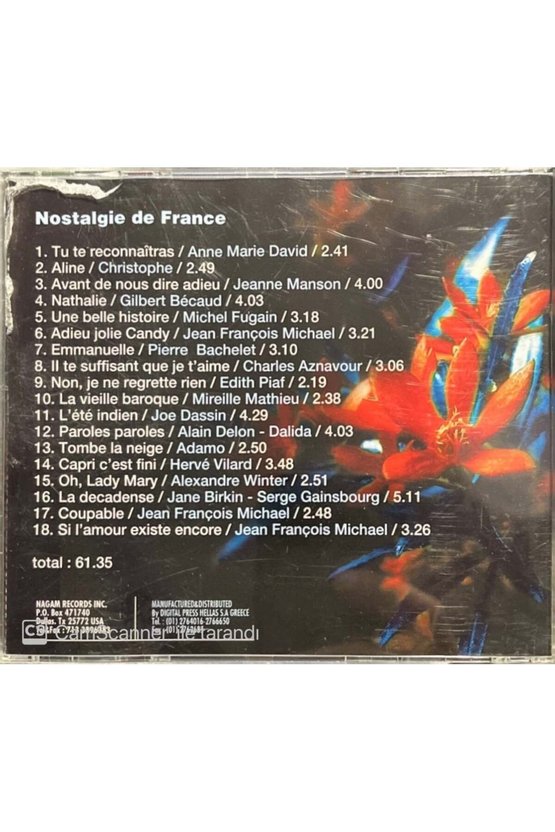 (PLAK DEĞİLDİR CD DİR) Cd Nostalgie De France Cd
