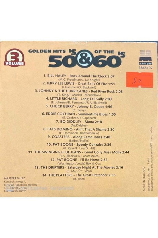 (PLAK DEĞİLDİR CD DİR) Cd Golden Hits Of The 50s & 60s Volume 3 Cd