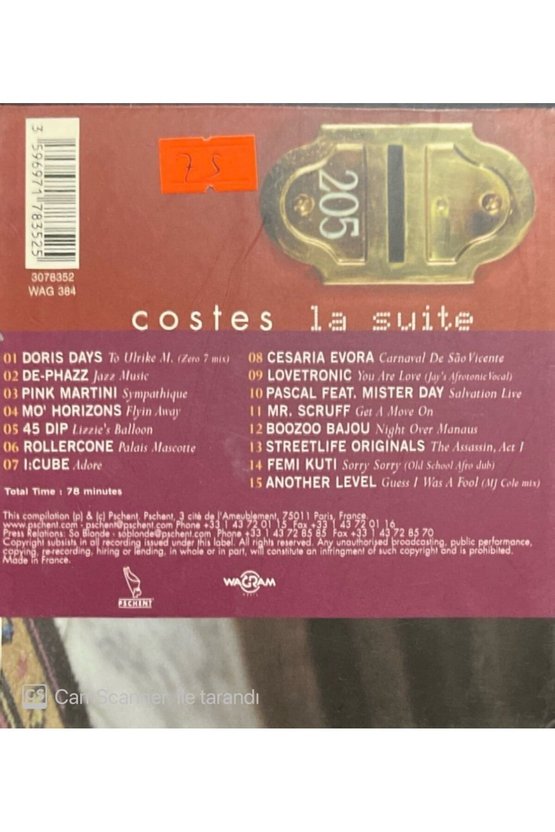 (PLAK DEĞİLDİR CD DİR) Cd Costes La Suite Cd