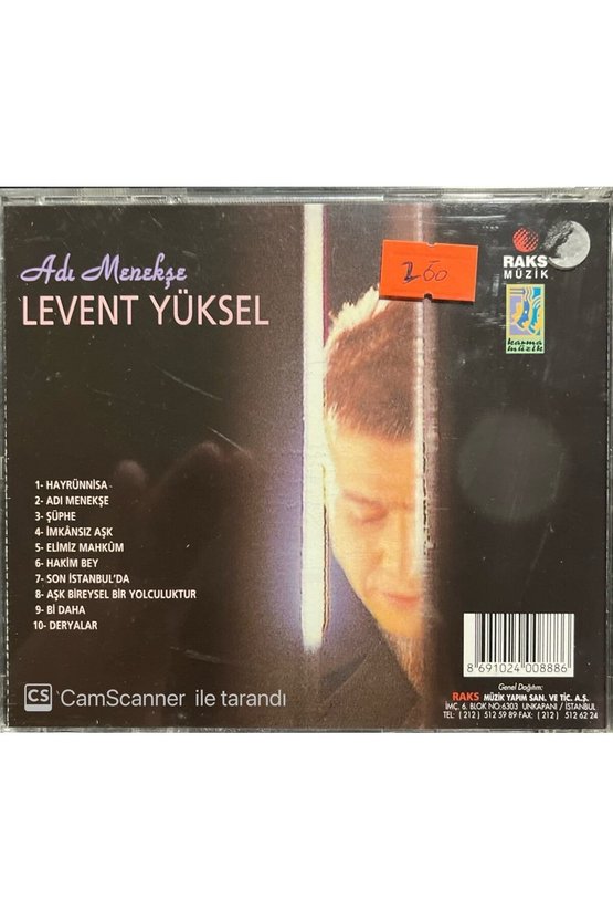 (PLAK DEĞİLDİR CD DİR) Cd Levent Yüksel Adı Menekşe Sarı Bandrollü Cd