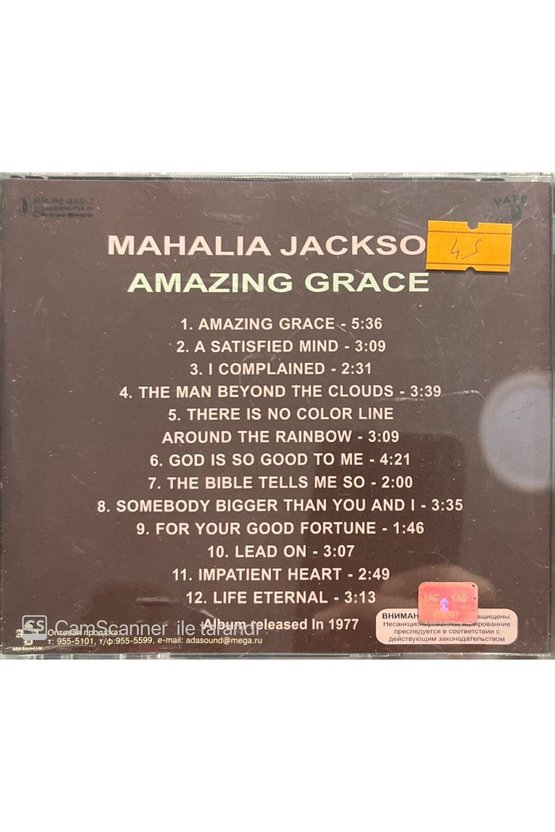 (PLAK DEĞİLDİR CD DİR) Cd Mahalia Jackson Amazing Grace Cd