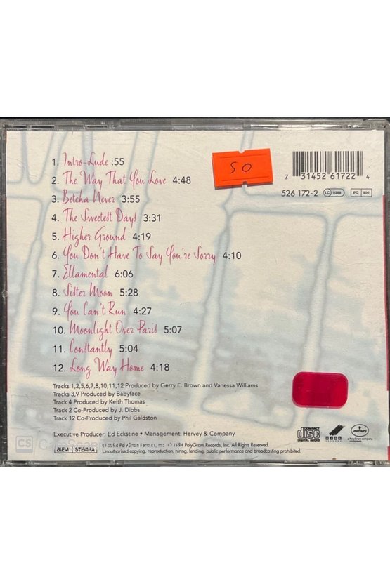 (PLAK DEĞİLDİR CD DİR) Cd Vanessa Williams The Sweetest Days Cd
