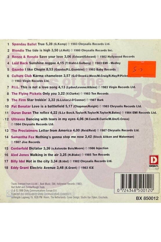 (PLAK DEĞİLDİR CD DİR) Cd Greatest Hits Of The 80s 2 Cd