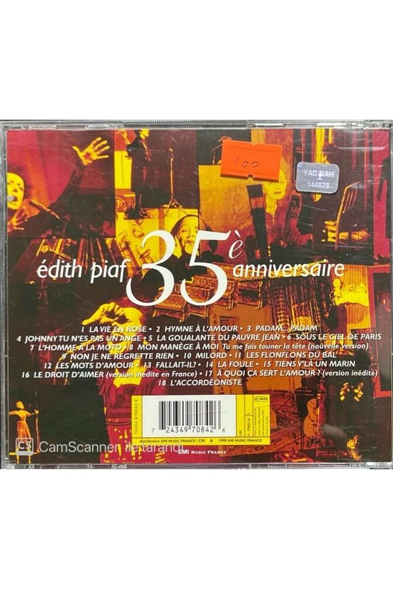 (PLAK DEĞİLDİR CD DİR) Cd Edith Piaf 35e Anniversaire Cd