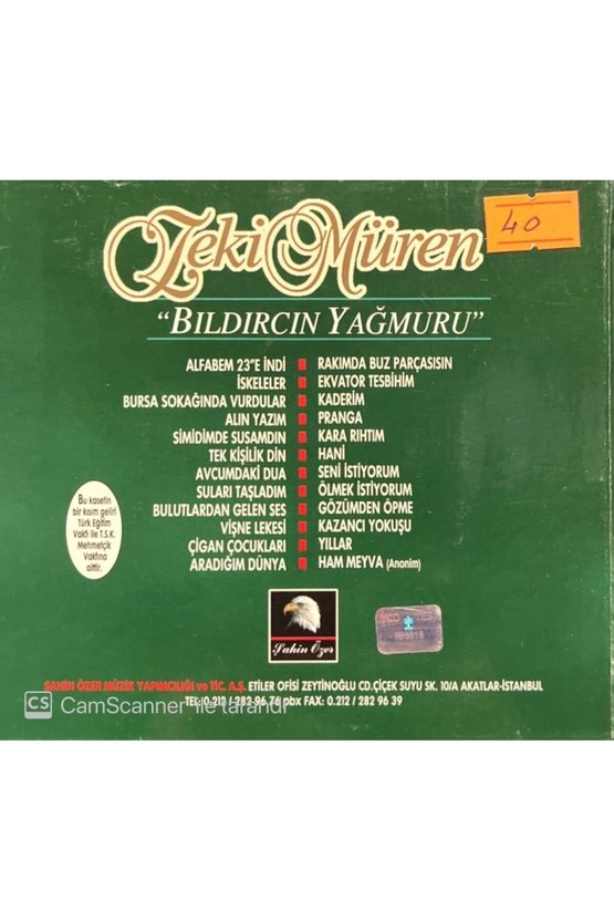 (PLAK DEĞİLDİR CD DİR) Cd Zeki Müren Bıldırcın Yağmuru Cd
